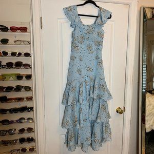 Blue Ruffle Floral Dress